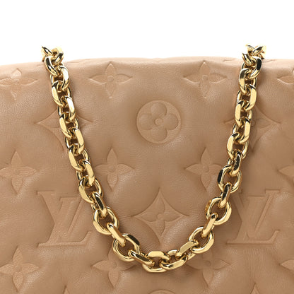Louis Vuitton Lambskin Embossed Monogram Pochette Coussin Camel 7 of 9