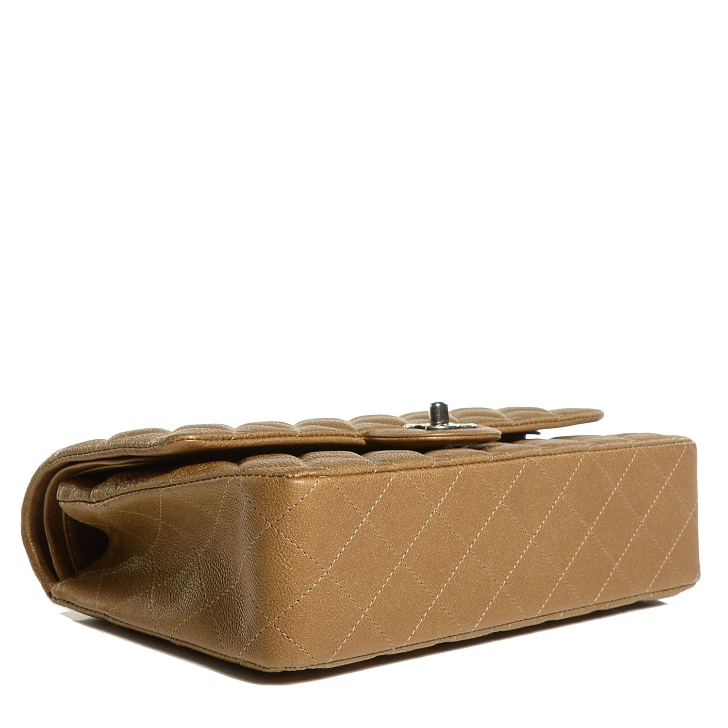 Chanel Metallic Calfskin Quilted Medium Double Flap Dark Gold 4 of 9