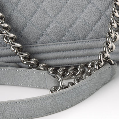 Chanel Iridescent Caviar Quilted Medium Boy Flap Light Grey 8 of 16