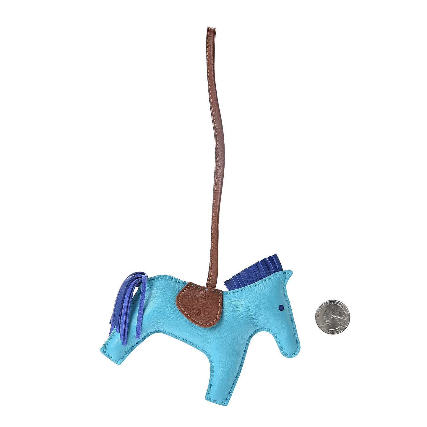 Milo Lambskin Grigri Rodeo Horse Bag Charm MM Bleu Azteque Bleu Electrique Fauve