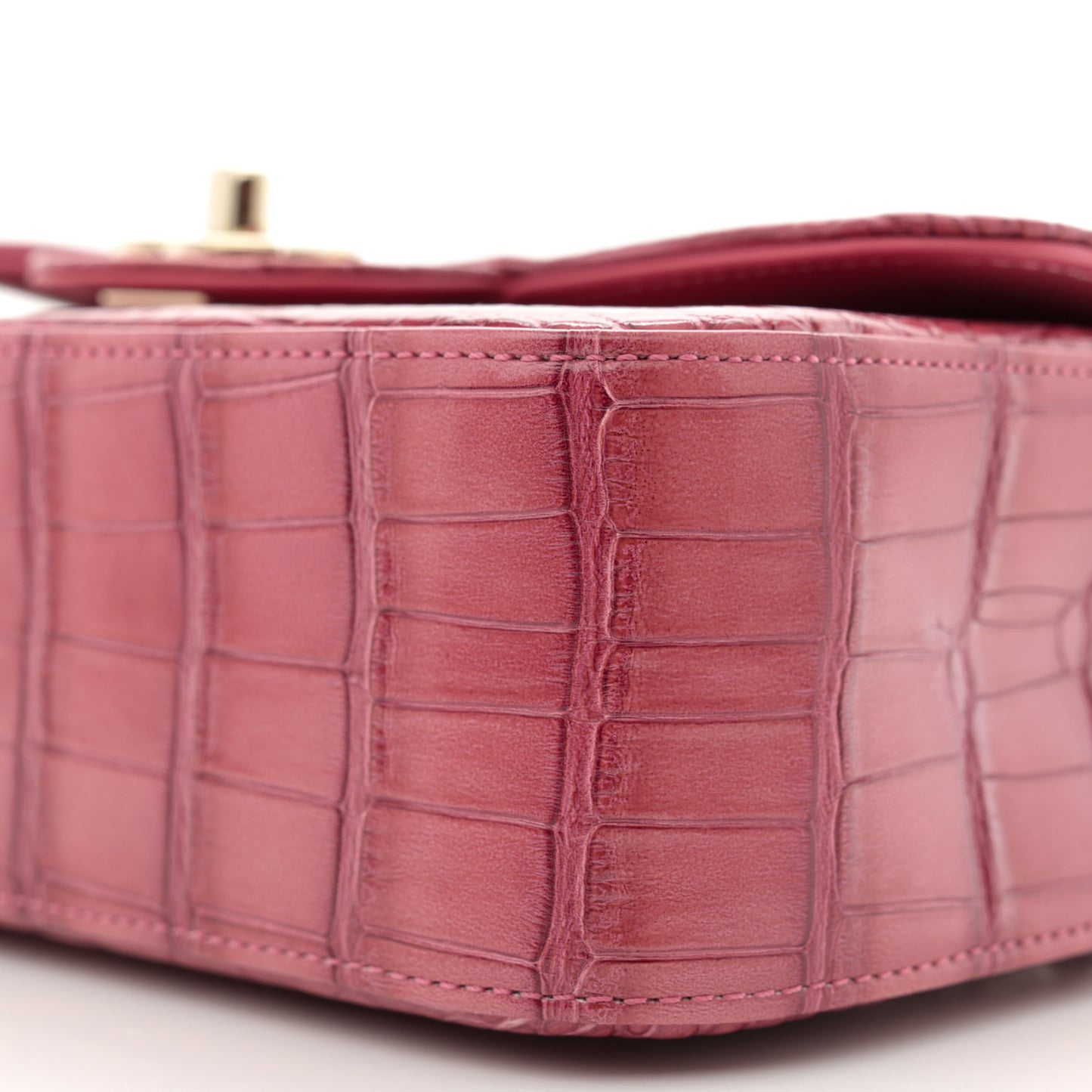 Shiny Alligator Mini Rectangular Flap Pink