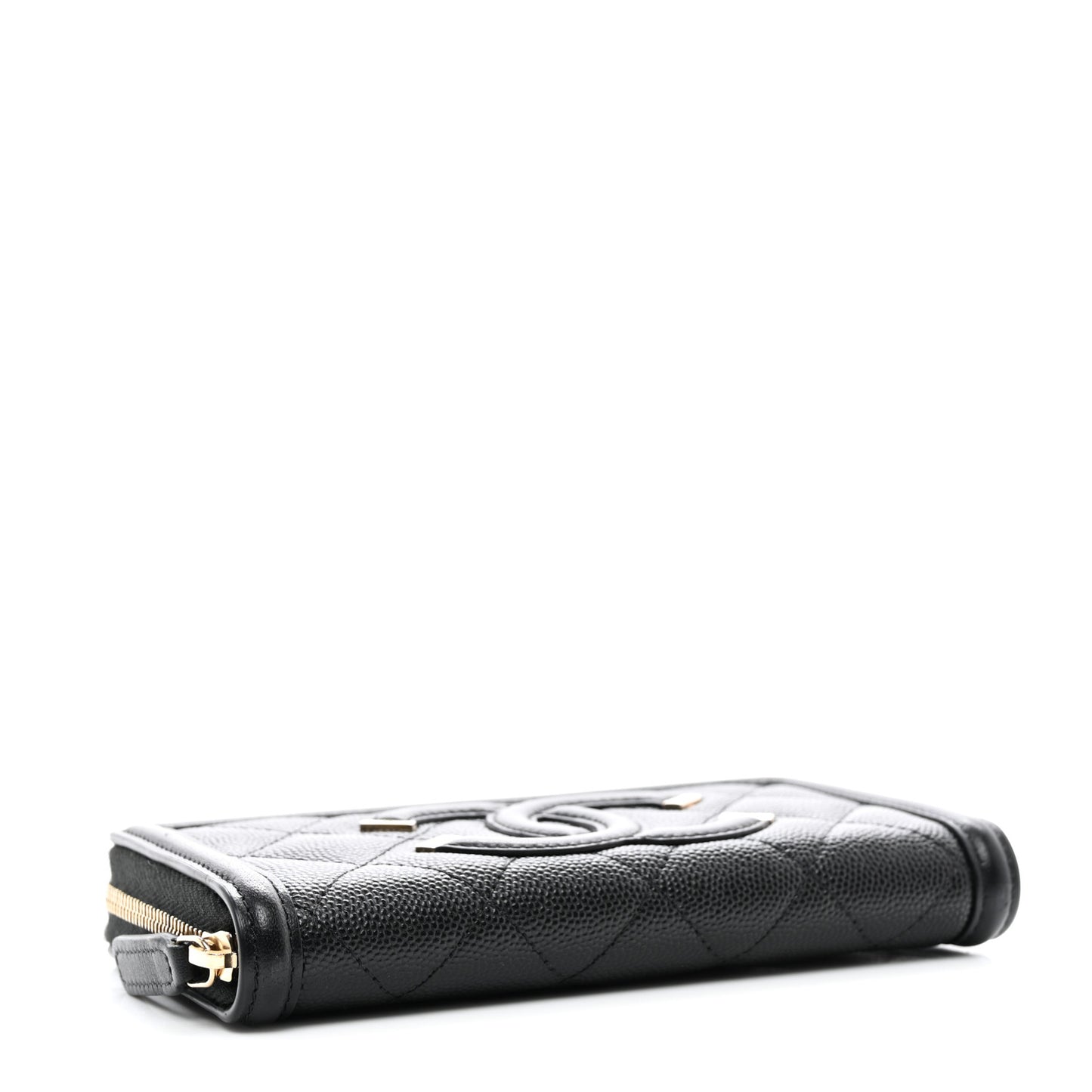 Caviar Quilted Medium Filigree Zip Around Wallet Black