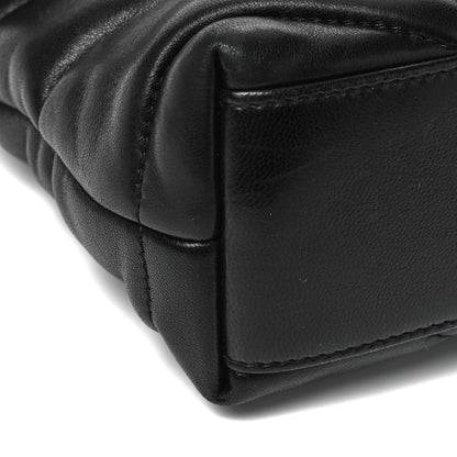 Saint Laurent Lambskin Quilted Toy Loulou Puffer Monogram Chain Satchel Black 8 of 9