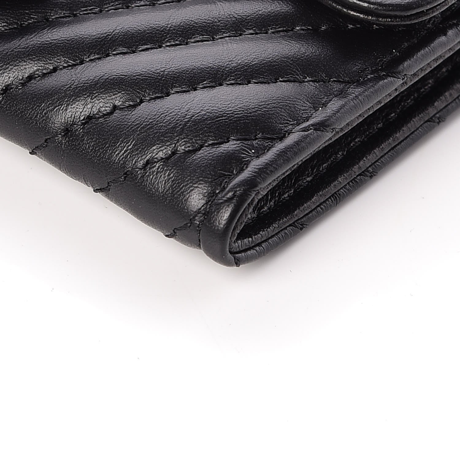 Chanel Aged Calfskin Chevron Quilted Card Holder Wallet So Black 10 of 13