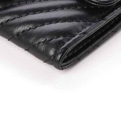 Chanel Aged Calfskin Chevron Quilted Card Holder Wallet So Black 10 of 13