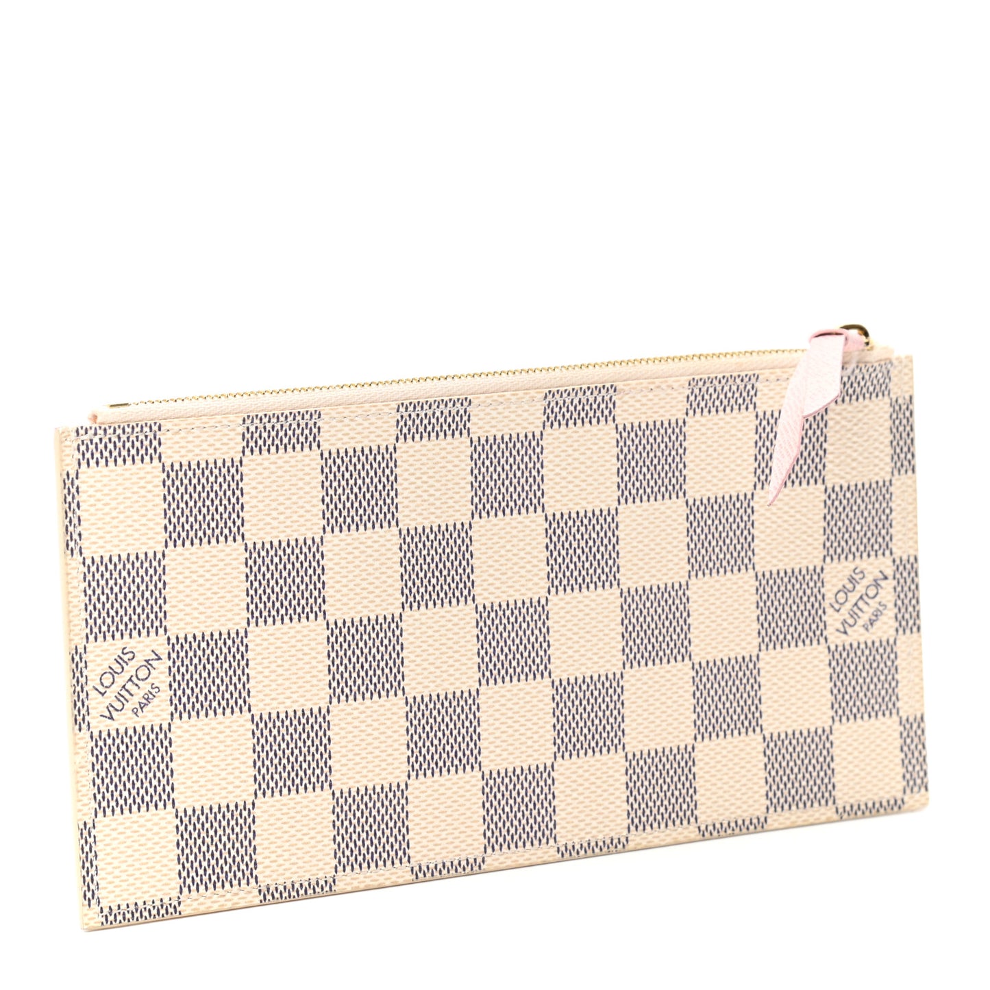 Damier Azur Felicie Chain Wallet Zippered Insert Rose Ballerine
