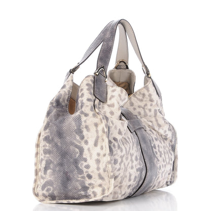 Gucci Calfskin Animalier Karung Printed Medium Soft Stirrup Shoulder Bag Gray 3 of 7