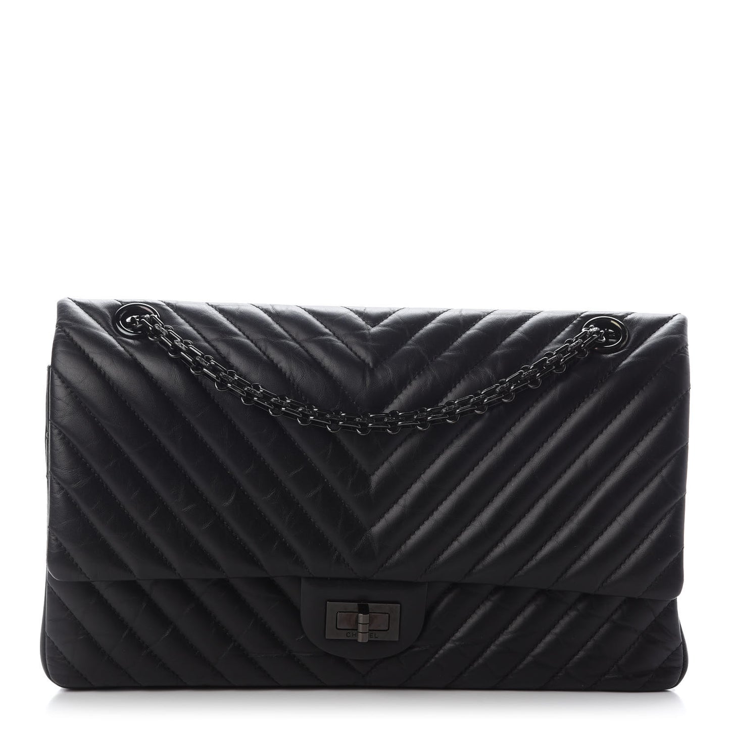 Aged Calfskin Chevron Quilted 2.55 Reissue 226 So Black