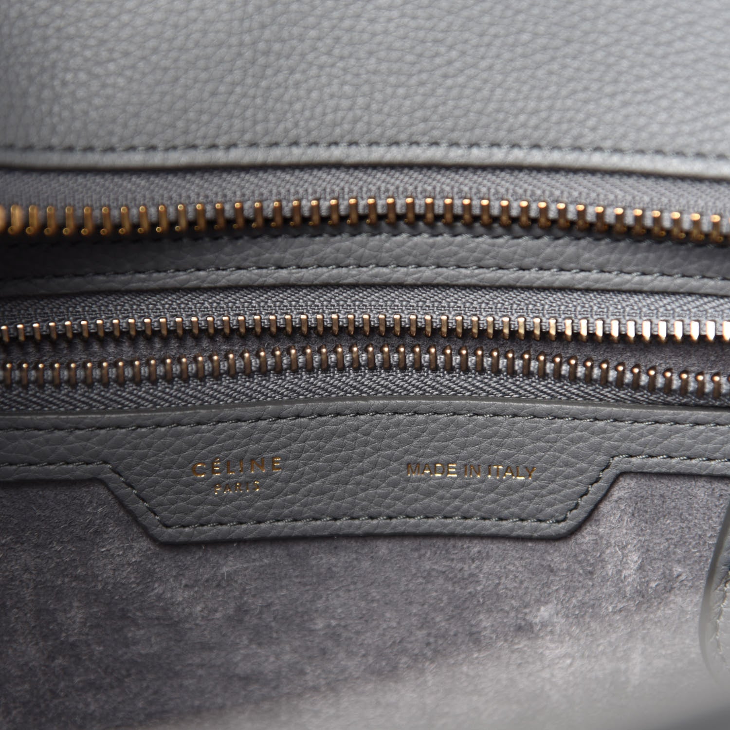 Celine Drummed Calfskin Micro Luggage Kohl 8 of 10