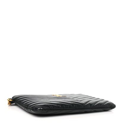 Saint Laurent Calfskin Matelasse Chevron Monogram A5 Wristlet Black 4 of 11