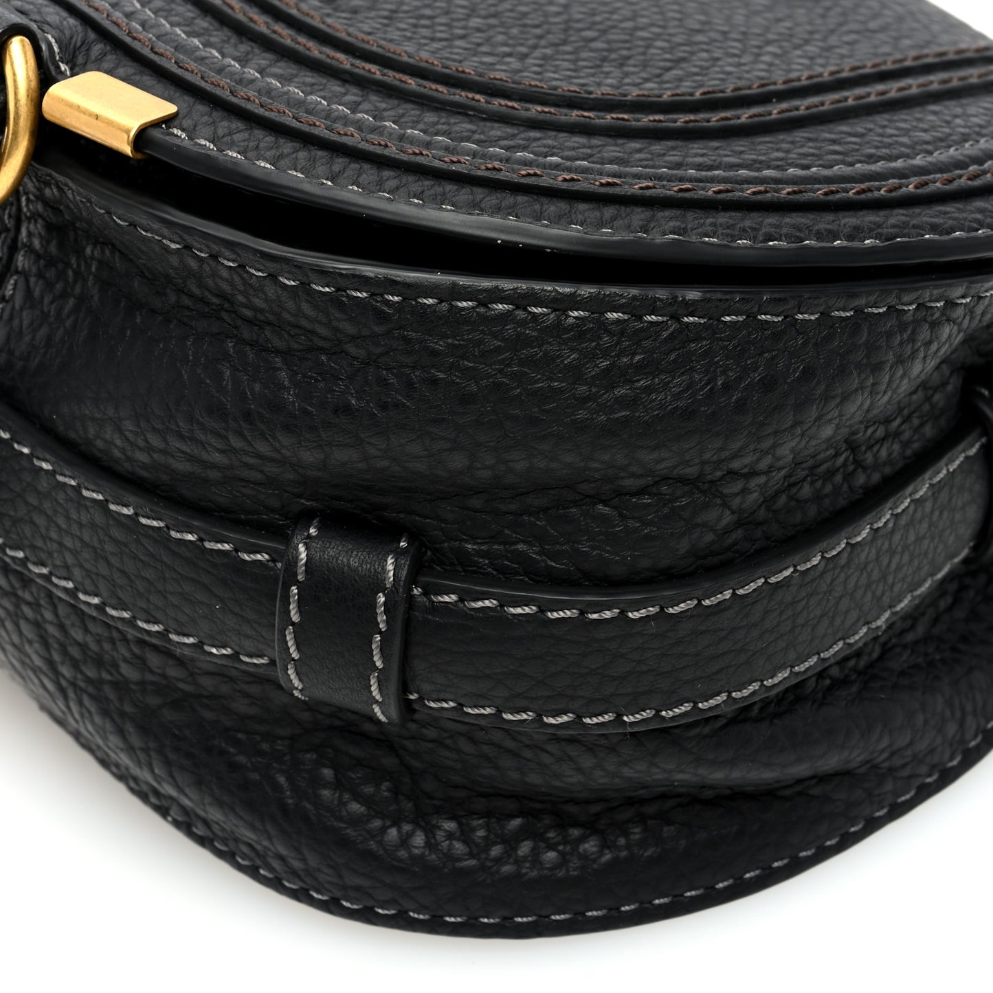 Calfskin Mini Marcie Round Crossbody Bag Black