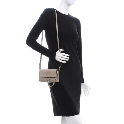 Chloe Suede Calfskin Mini Faye Shoulder Bag Motty Grey 2 of 9