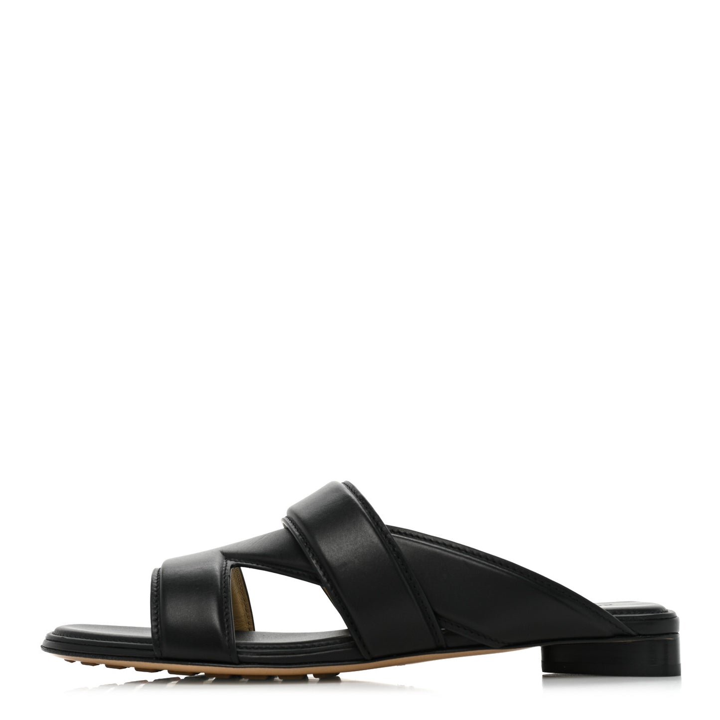 Calfskin The Band Flat Sandals 37.5 Black