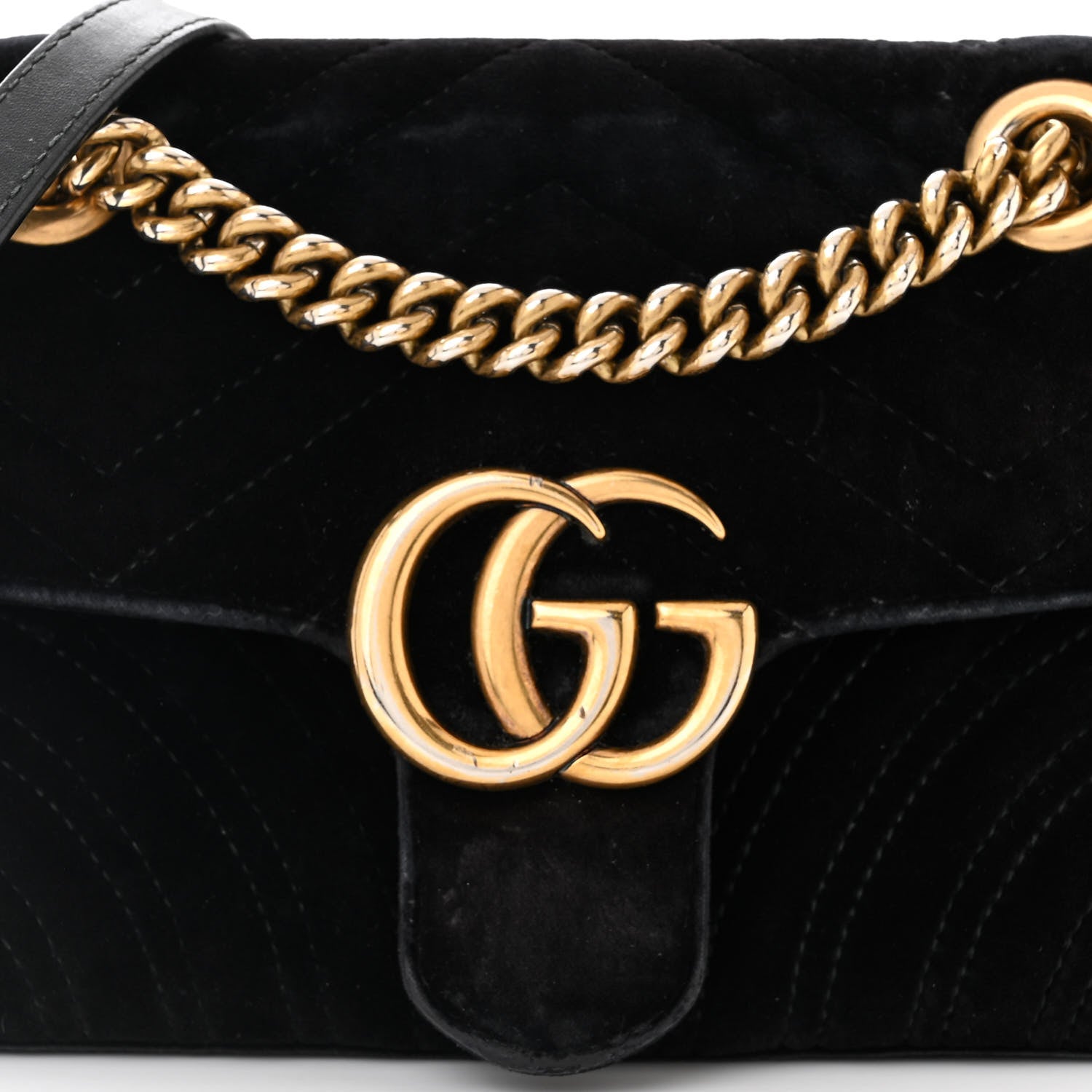 Gucci Velvet Matelasse Mini GG Marmont Shoulder Bag Black 8 of 11