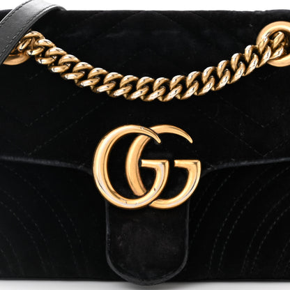 Gucci Velvet Matelasse Mini GG Marmont Shoulder Bag Black 8 of 11