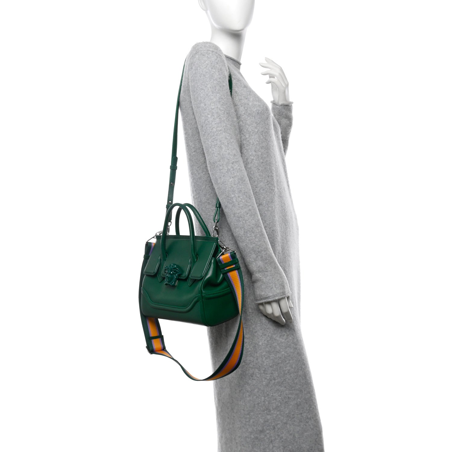Versace Calfskin Medium Palazzo Empire Bag Green Purple Orange 2 of 12