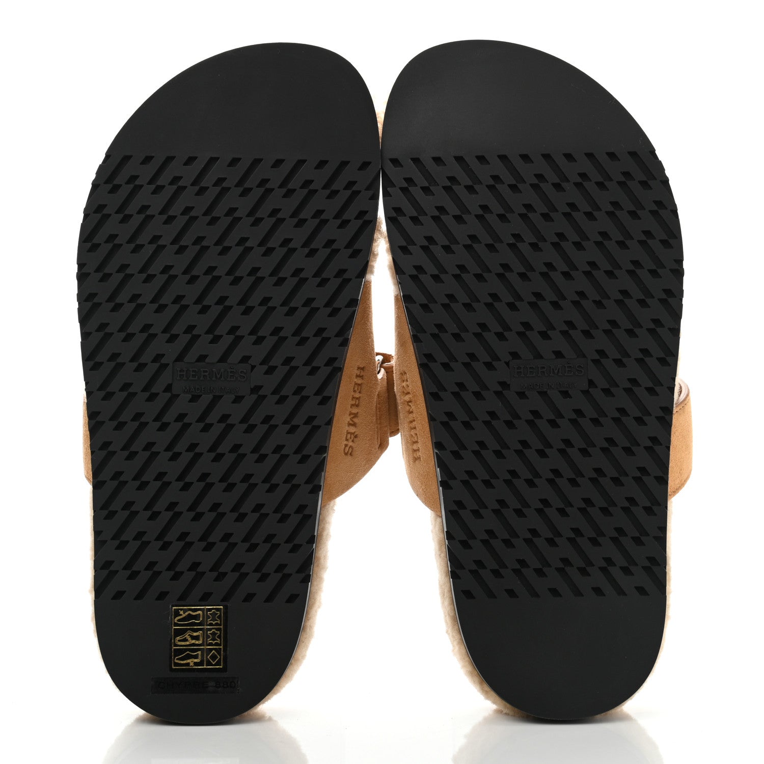 Hermes Suede Goatskin Woolskin Womens Chypre Sandals 36.5 Golden Beige 5 of 9