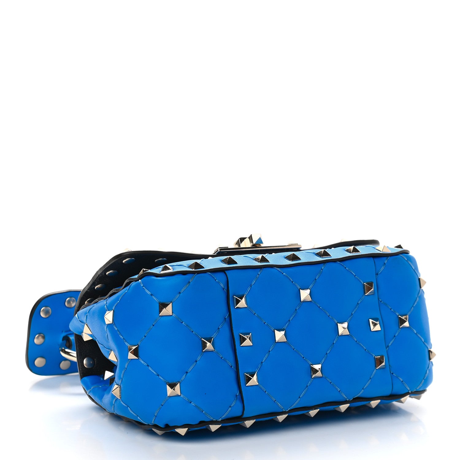 Valentino Garavani Calfskin Micro Rockstud Spike Shoulder Bag Blue Fluo 4 of 8