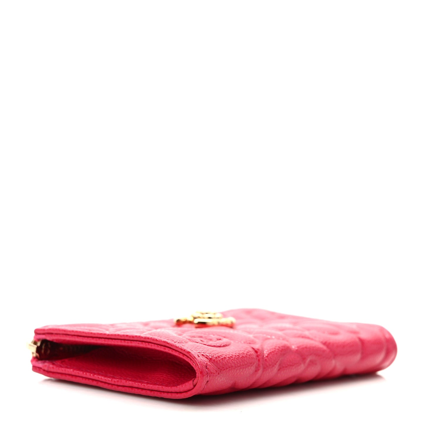 Caviar Camellia Embossed Key Holder Case Fuchsia