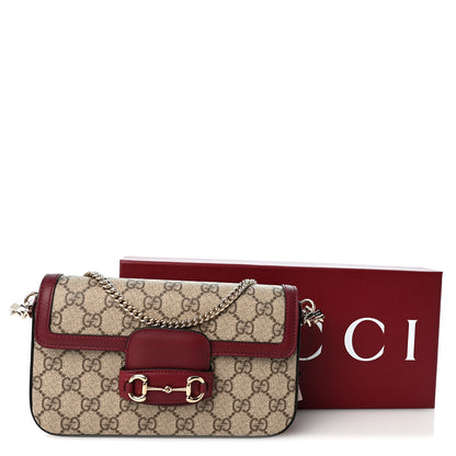 Gucci GG Supreme Monogram Azalea Calfskin Horsebit 1955 Mini Bag Beige Ebony Rosso Ancora 12 of 12