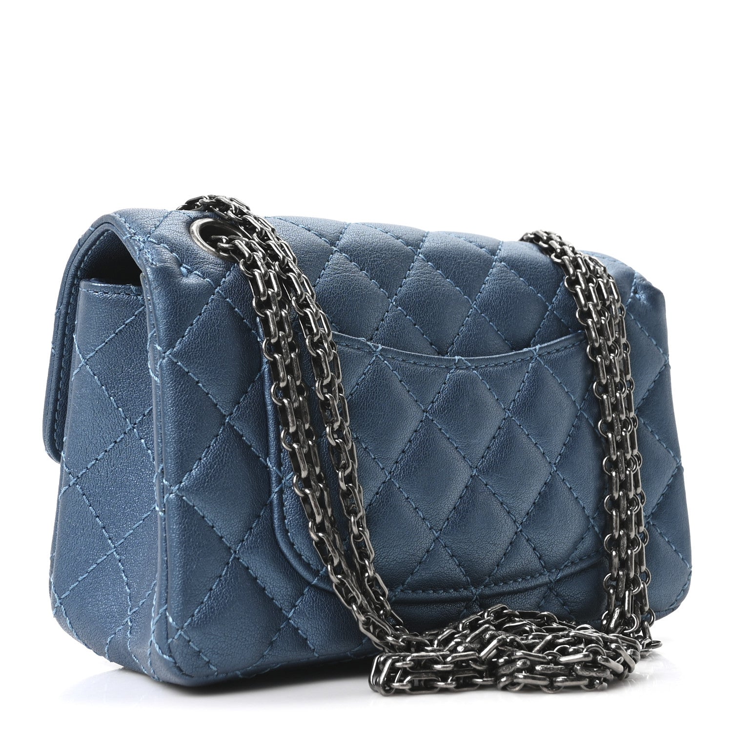 Chanel Metallic Sheepskin Quilted 2.55 Reissue Mini Flap Blue 3 of 10