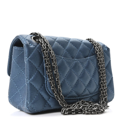 Chanel Metallic Sheepskin Quilted 2.55 Reissue Mini Flap Blue 3 of 10