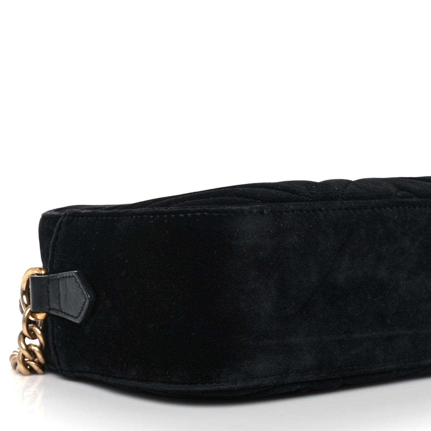 Velvet Matelasse Small GG Marmont Chain Shoulder Bag Black