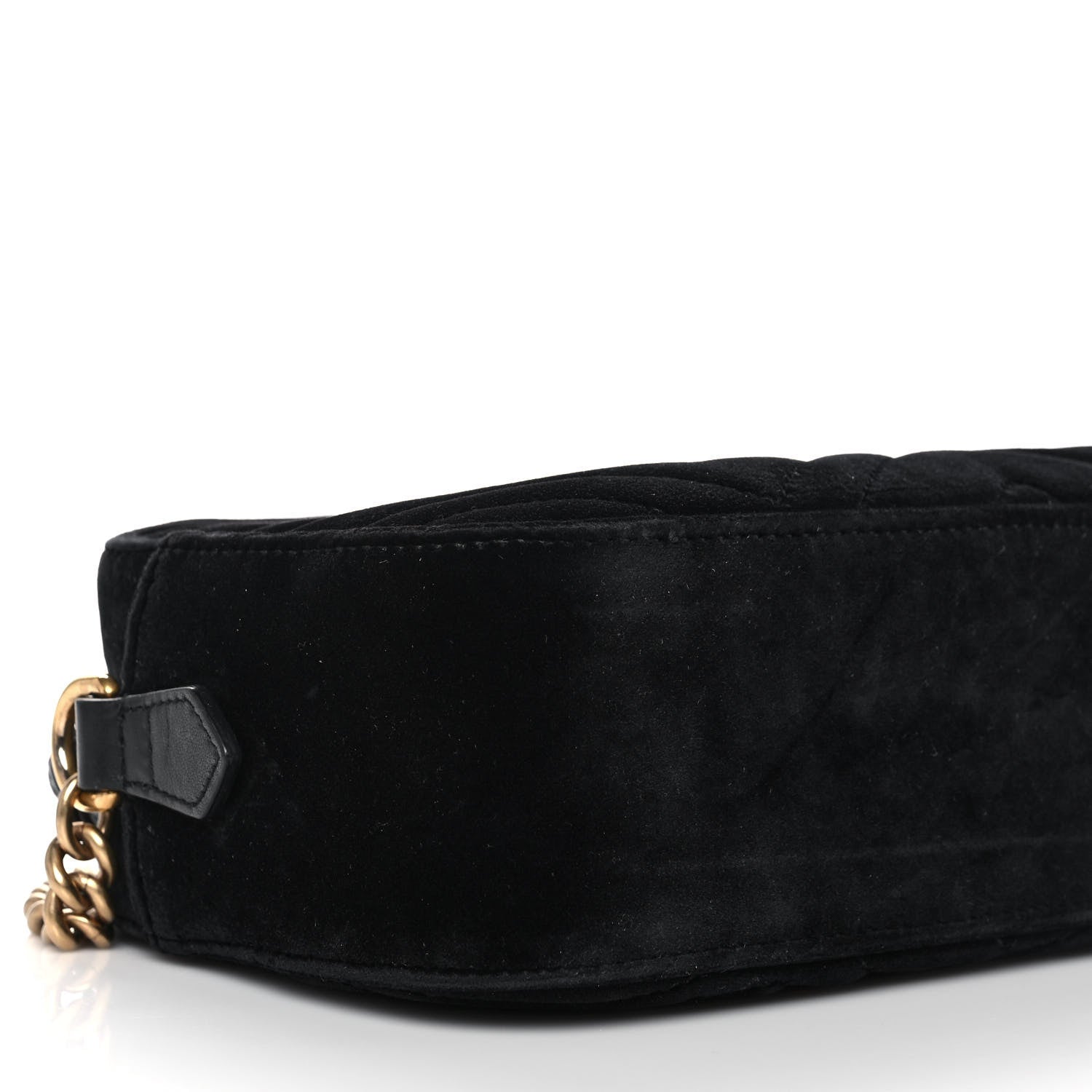 Gucci Velvet Matelasse Small GG Marmont Chain Shoulder Bag Black 10 of 15
