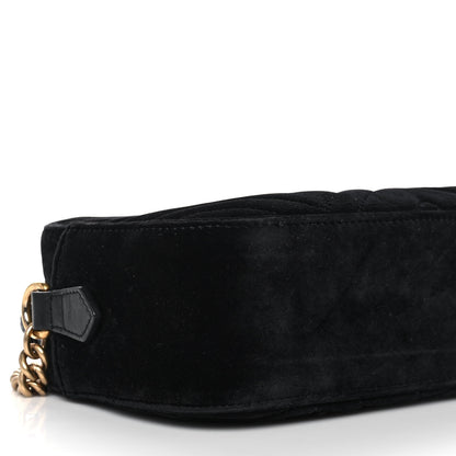 Gucci Velvet Matelasse Small GG Marmont Chain Shoulder Bag Black 10 of 15