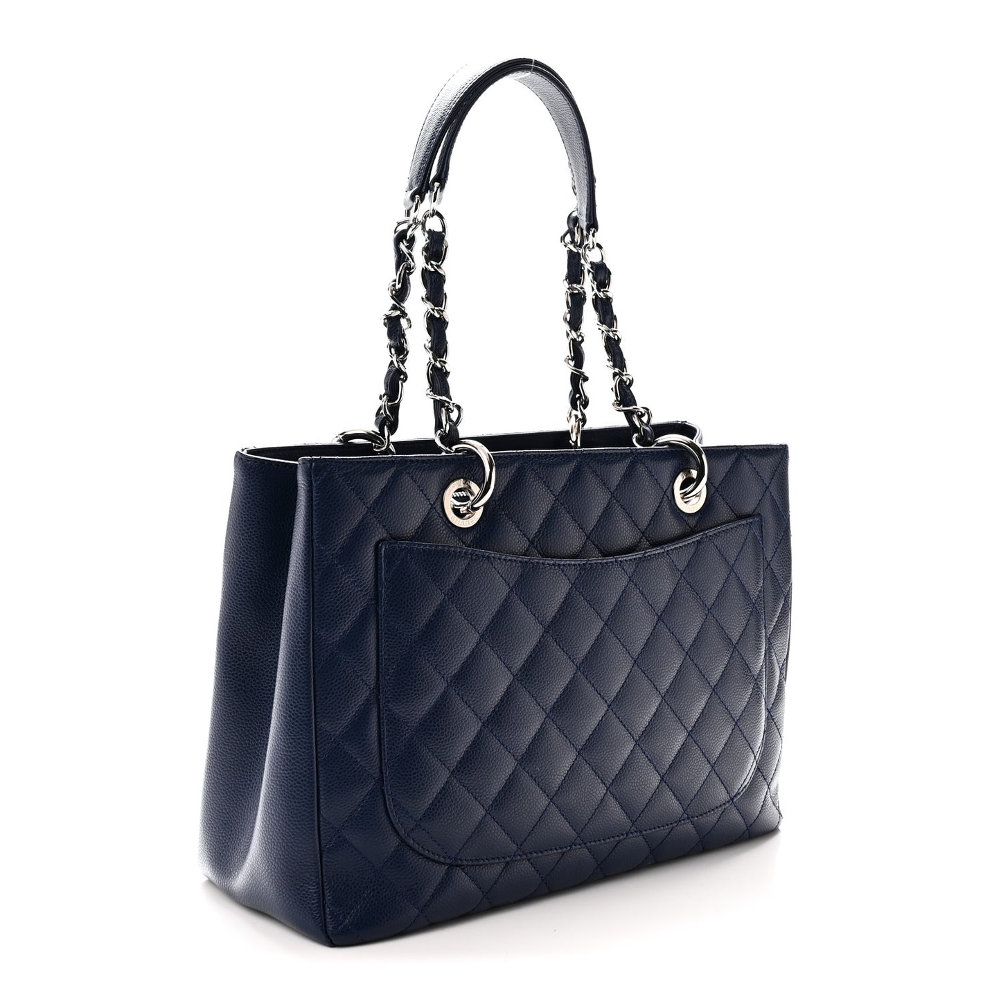 Caviar Quilted Grand Shopping Tote GST Dark Navy Blue