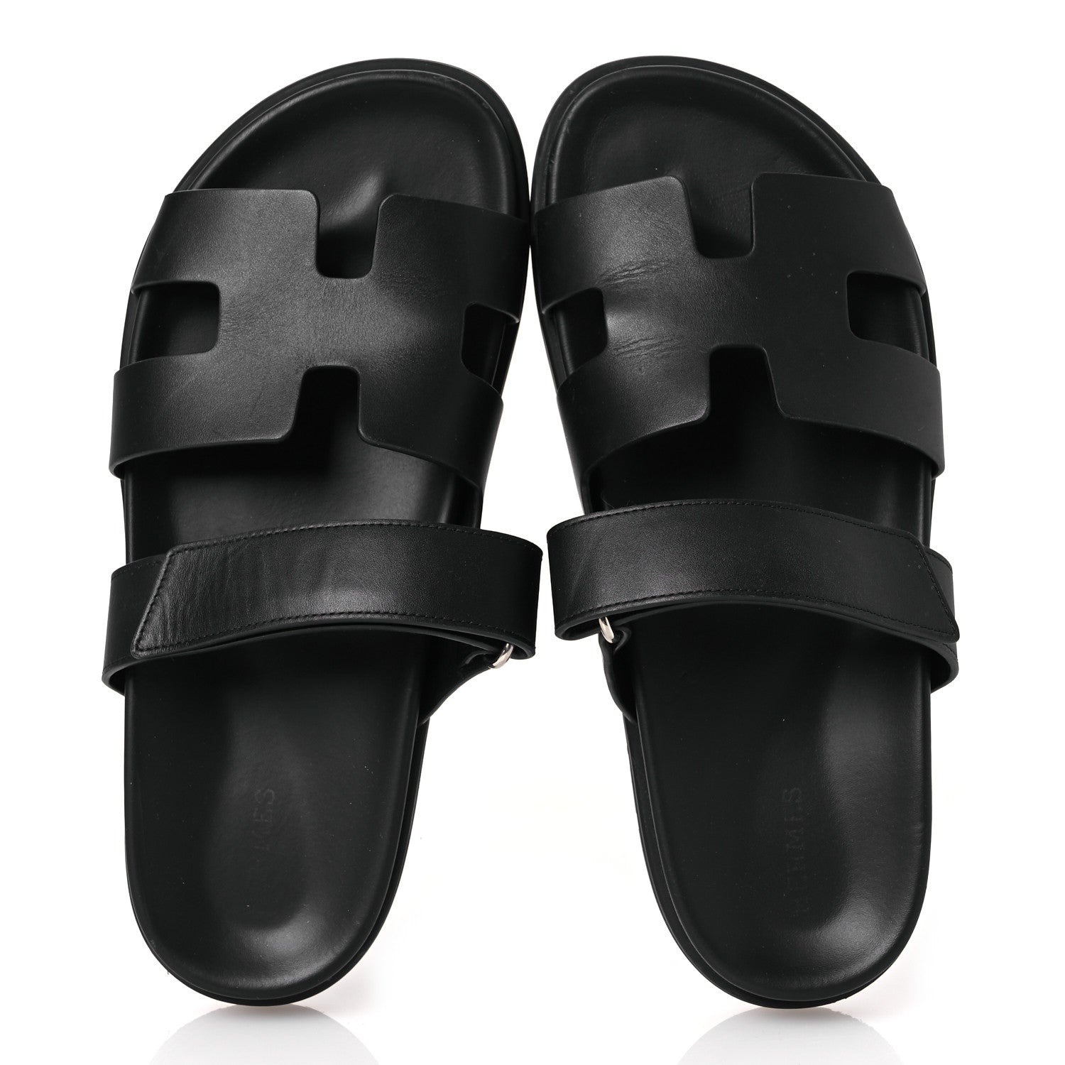 Hermes Calfskin Womens Chypre Sandals 39.5 Black 2 of 14