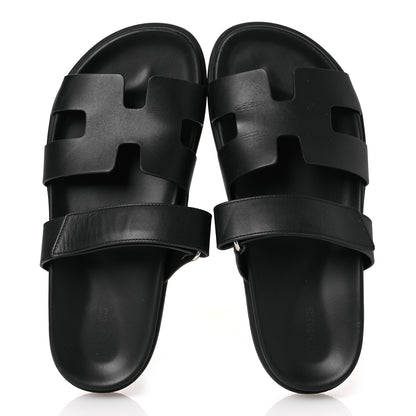 Hermes Calfskin Womens Chypre Sandals 39.5 Black 2 of 14