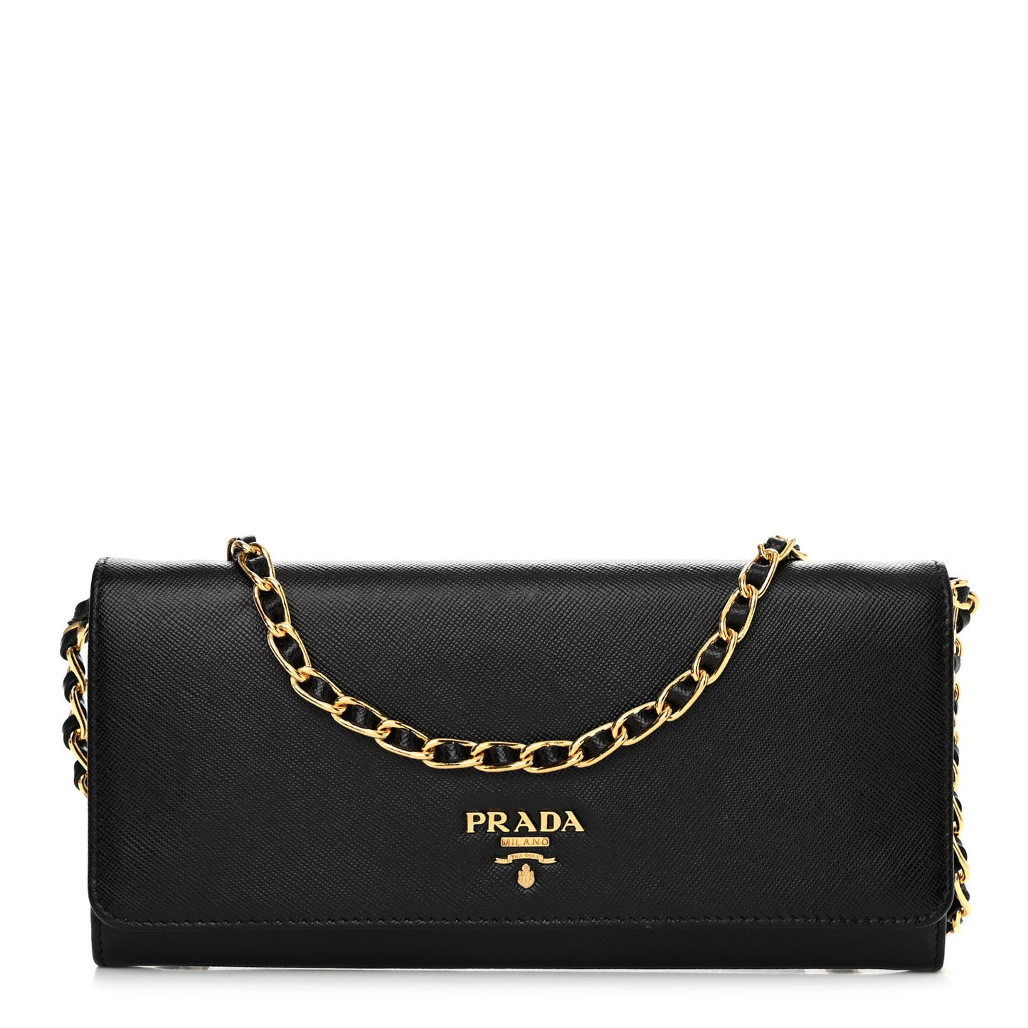 Saffiano Metal Oro Chain Wallet Black