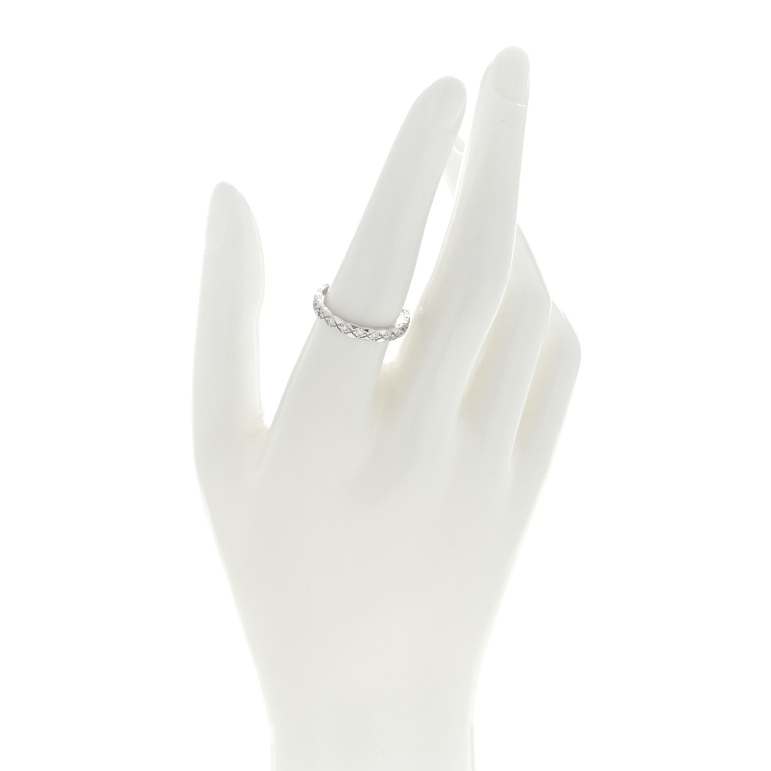 Chanel 18K White Gold Diamond Mini Coco Crush Ring 56 7.5 2 of 5