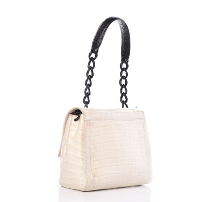 Nancy Gonzalez Crocodile Chain Flap Shoulder Bag White 3 of 16