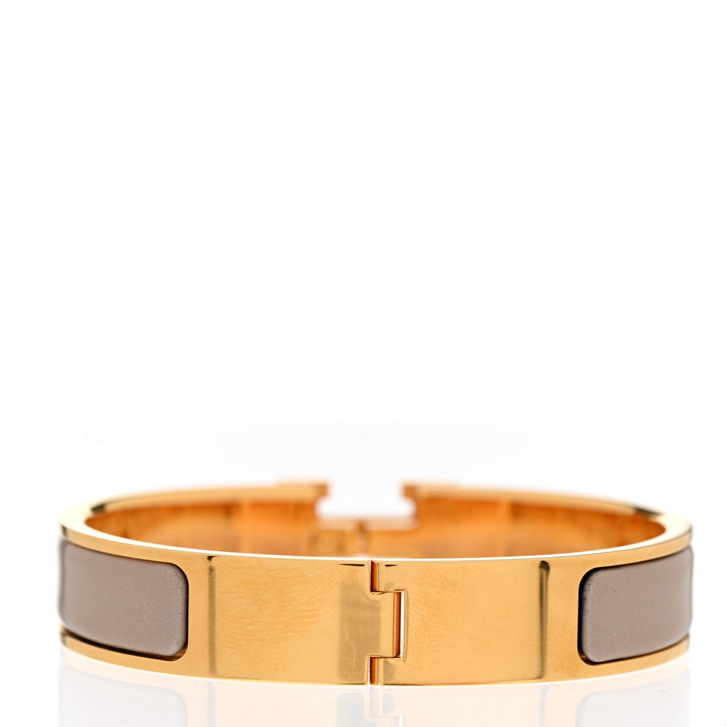 Enamel Narrow Clic Clac H Bracelet PM Marron Glace