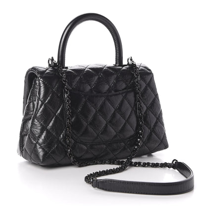 Chanel Aged Calfskin Quilted Mini Coco Handle Flap So Black 3 of 11