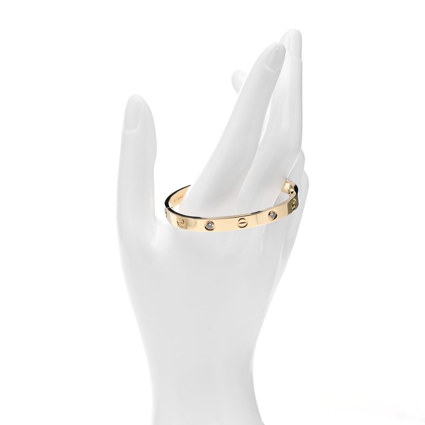 18K Yellow Gold 4 Diamond LOVE Bracelet 16