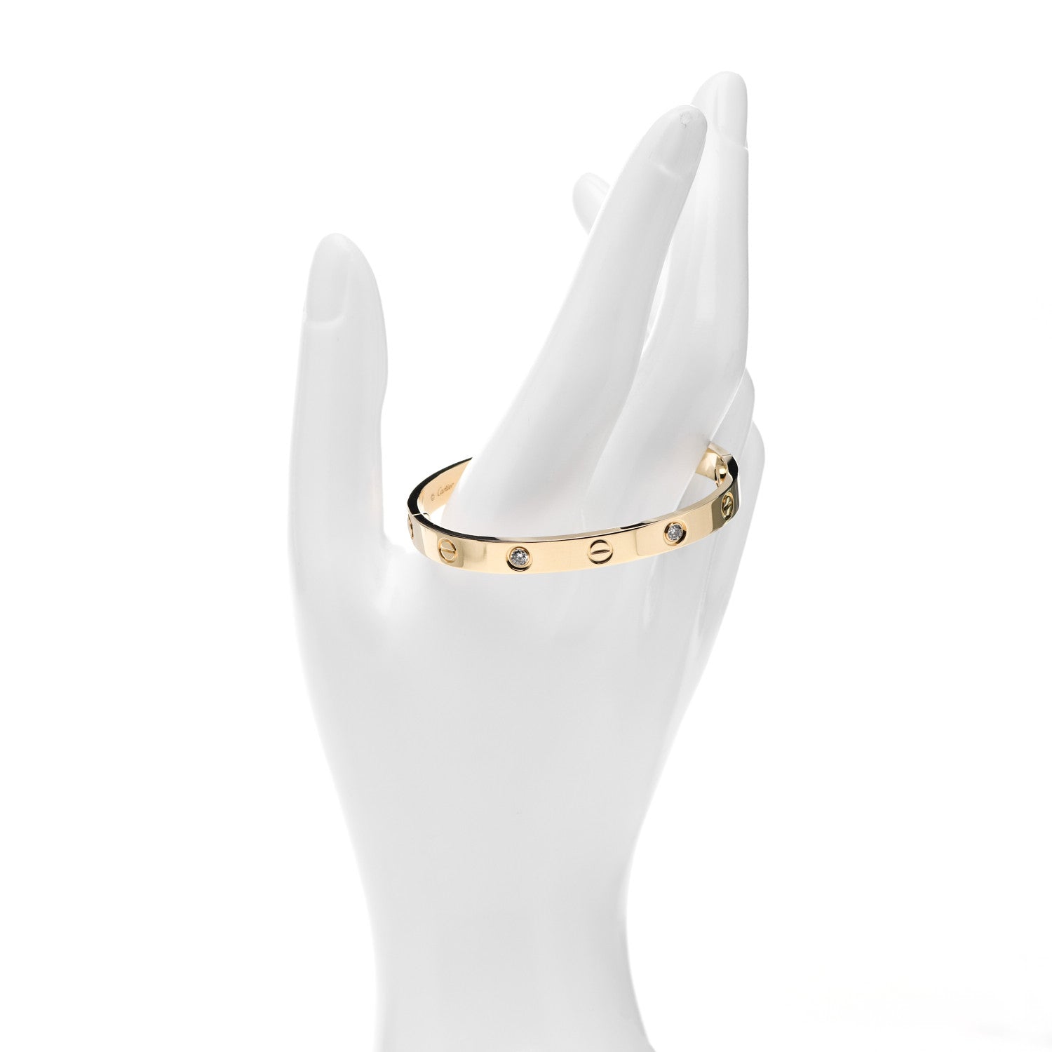 Cartier 18K Yellow Gold 4 Diamond LOVE Bracelet 16 2 of 8