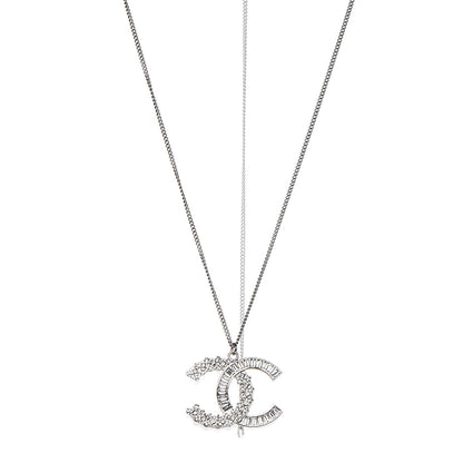 Chanel Baguette Crystal Large CC Necklace Silver 1 of 8