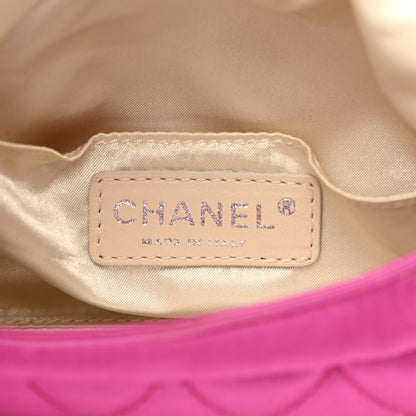 Chanel Satin Quilted Flap Clutch Fuchsia 7 of 10