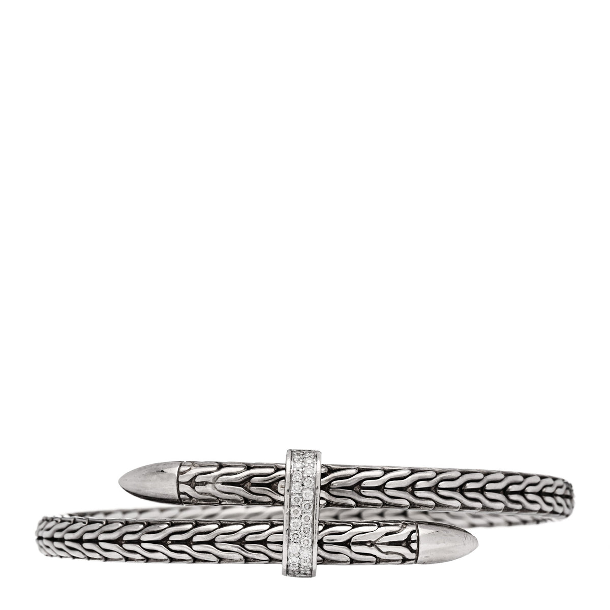 Sterling Silver Diamond Classic Chain Spear Flex Cuff Bracelet