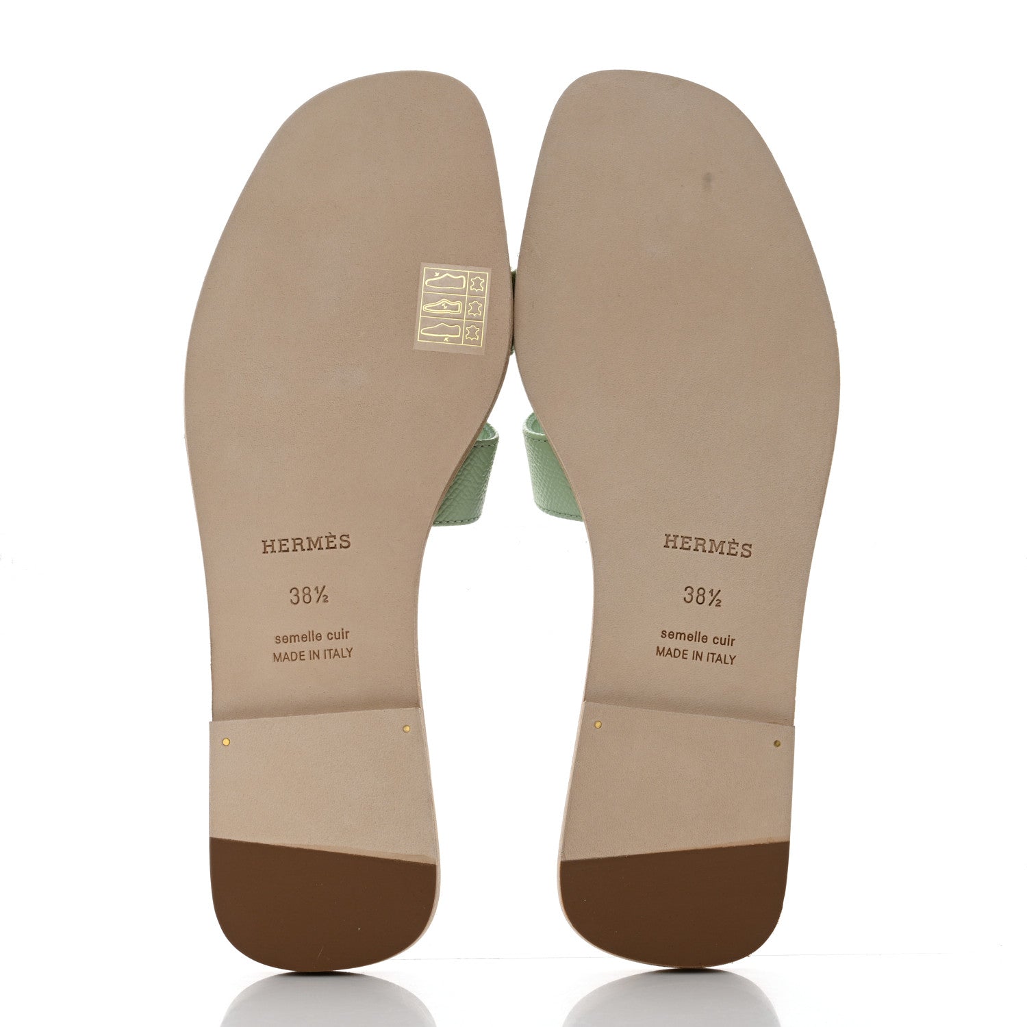 Hermes Epsom Oran Sandals 38.5 Vert Jade 5 of 8