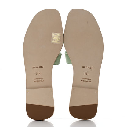 Hermes Epsom Oran Sandals 38.5 Vert Jade 5 of 8