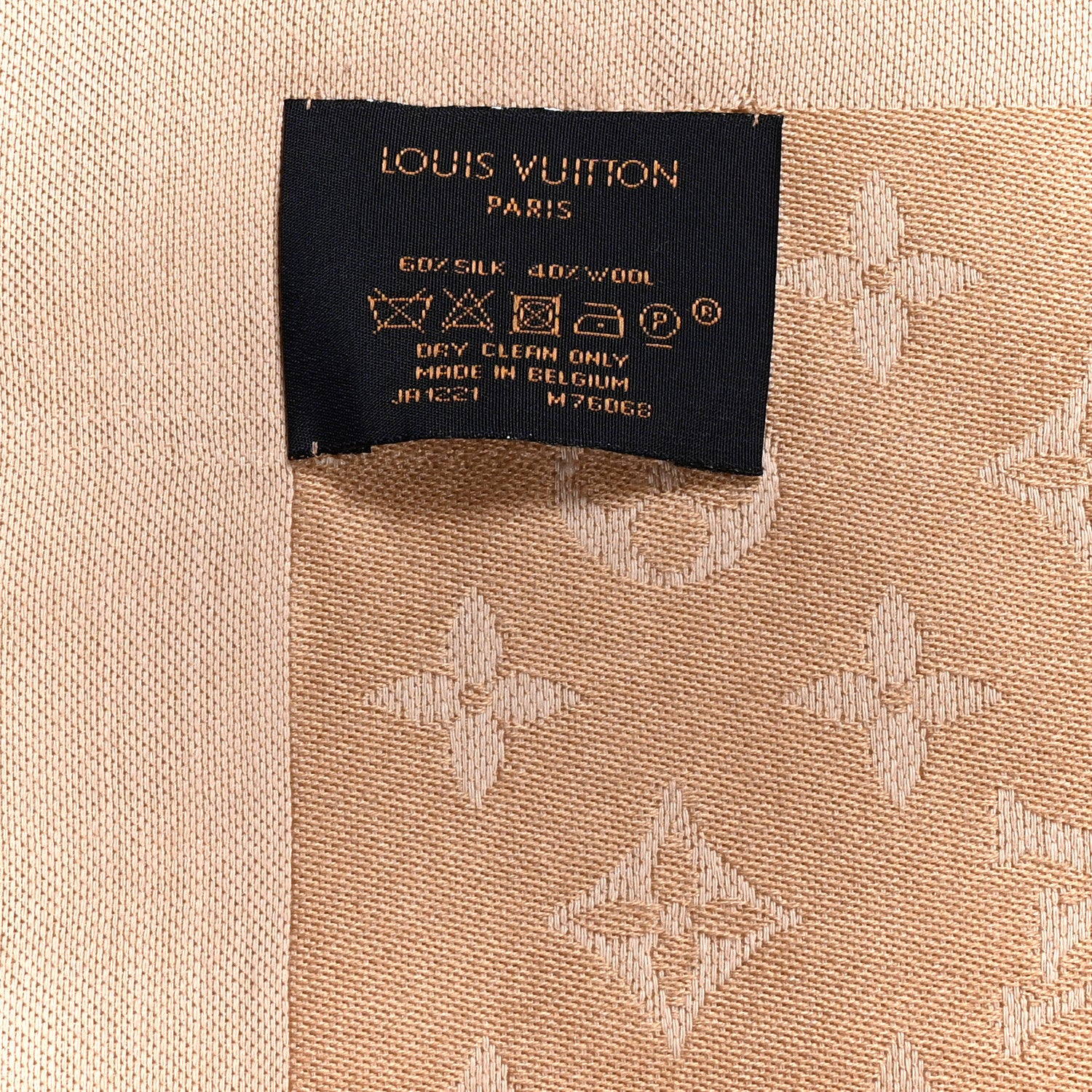 Louis Vuitton Silk Wool Monogram Denim Shawl  Beige Rose 3 of 4