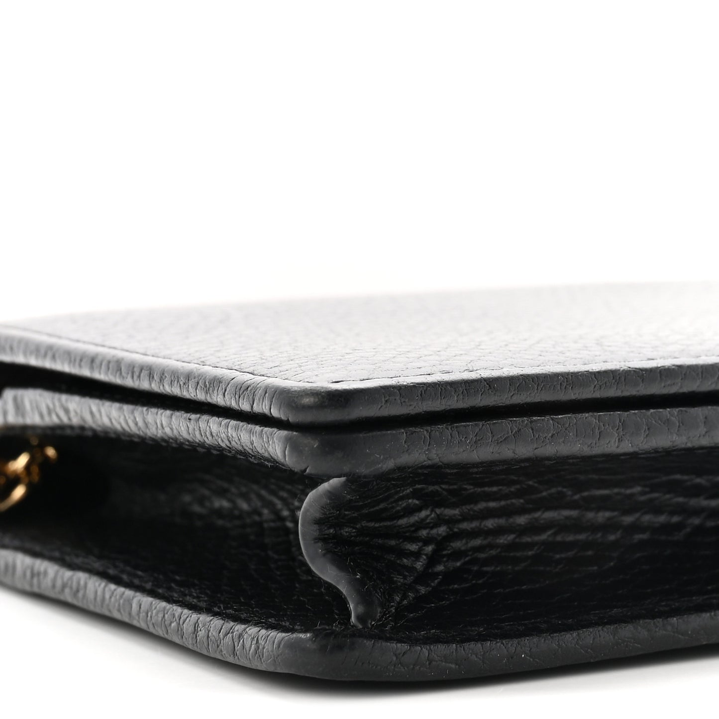 Calfskin Mini GG Marmont Chain Wallet Black