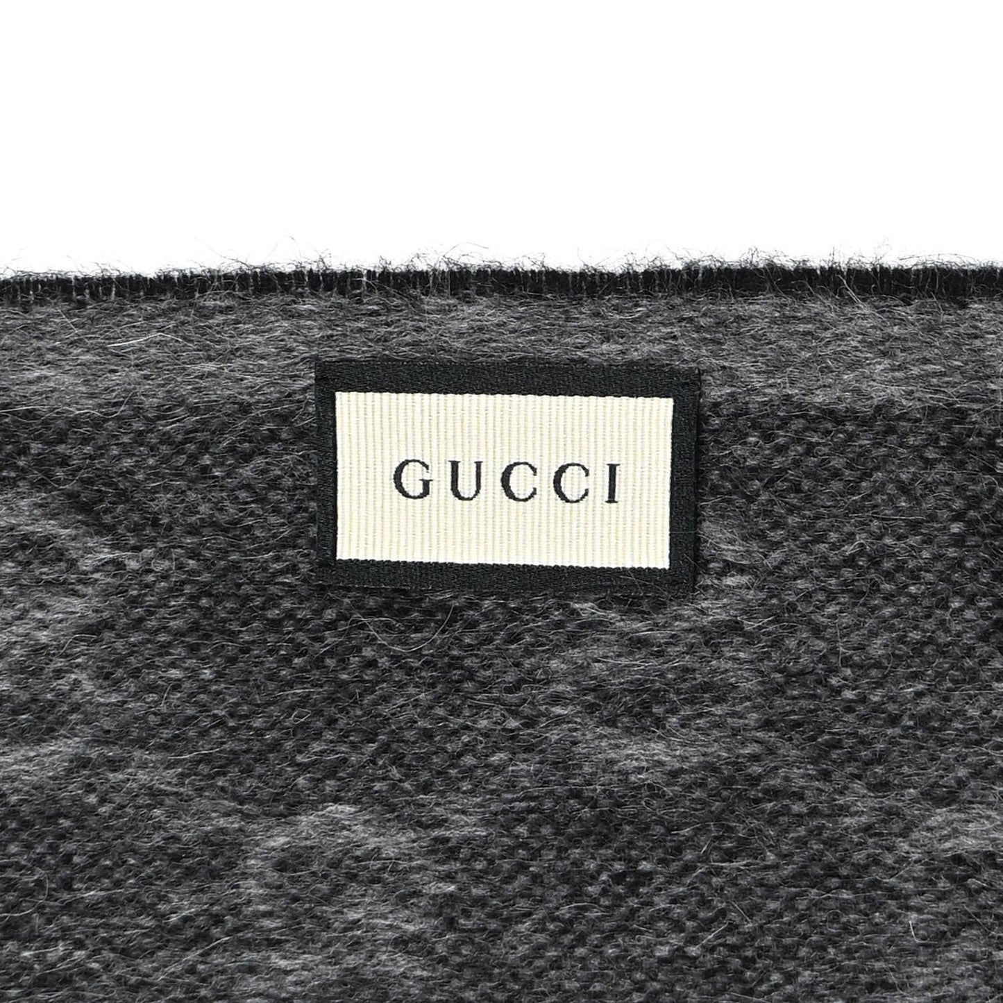 Wool Angora Monogram Web New Nikky Scarf Lead Dark Green