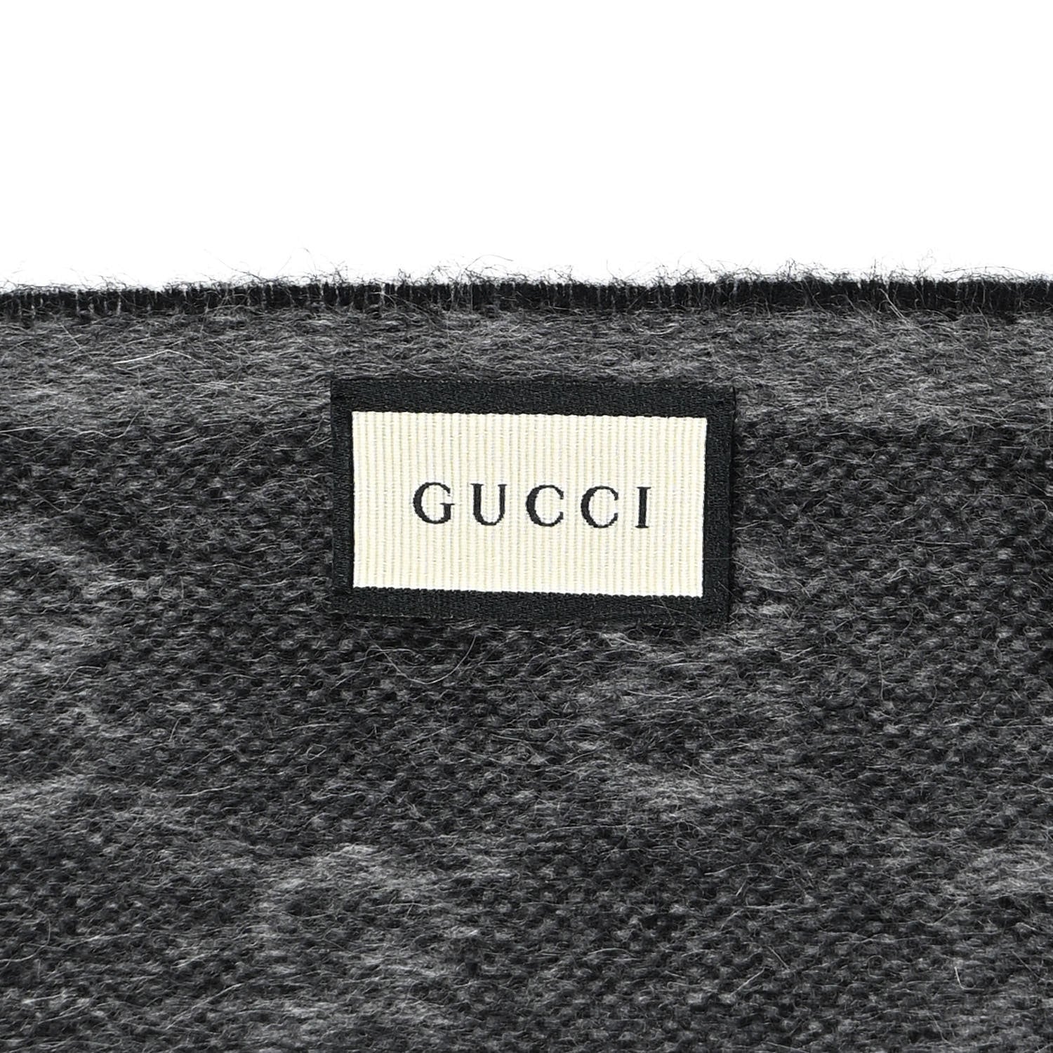 Gucci Wool Angora Monogram Web New Nikky Scarf Lead Dark Green 3 of 4
