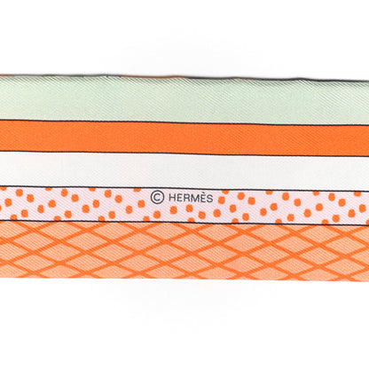 Hermes Silk Twilly Grand Theatre Nouveau Abricot Orange Jaune 3 of 4