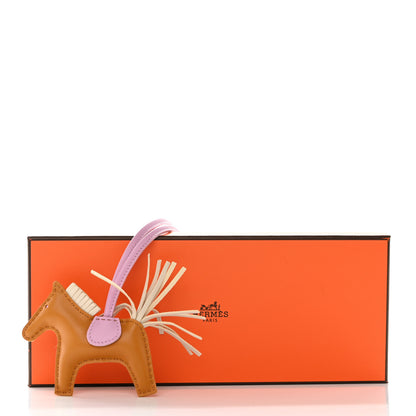 Hermes Milo Lambskin Grigri Rodeo Horse Bag Charm PM Sesame Mauve Sylvestre Craie 8 of 8